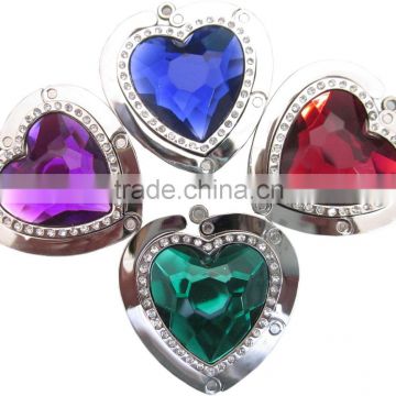 Red, Blue, Green, Purple Heat--shaped Rinestone inside Metal Lady Button With Customized Logo