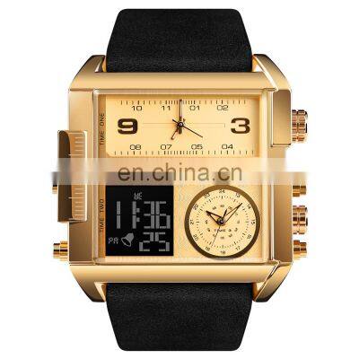 SKMEI luxury 1391 hot sale watch big face leather 3ATM waterproof digital watches men