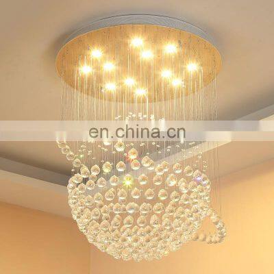 High Quality Modern Style Indoor Living Room Blue Crystal Ceiling Pendant Lighting photo-3