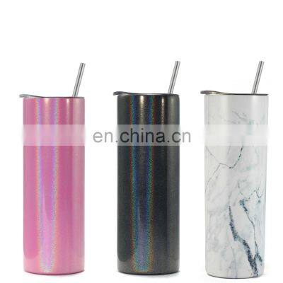 600ml Double Walled Stainless Steel Glitter Reusable Skinny Slim Travel Customized Sublimation Tumbler photo-5