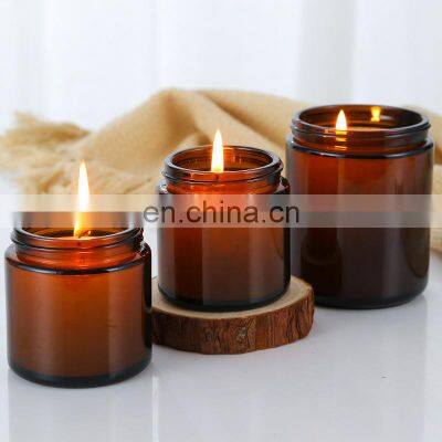 DIY bulk custom box eco engravable metal aluminum lid 4oz unique mini empty clear amber glass candle container