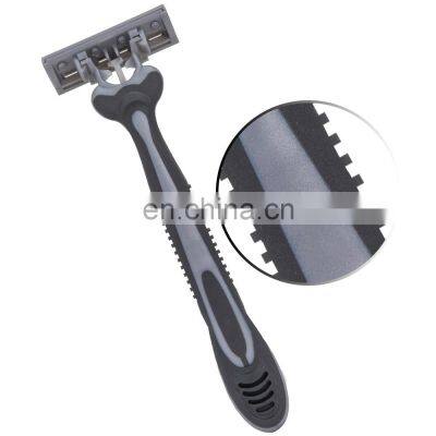 Pivoting Head Razor For Men Germany Blade Non-slip Rubber Handle Male Beard Cut Blade With Lubricant Strip LY3-04G photo-5