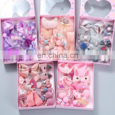 18 Piece Hair Clip Set Cute Hair Accessories Girl Headwear Bow Flower Animal Hairpins Hair Band Cartoon Elastic Headdress Gift