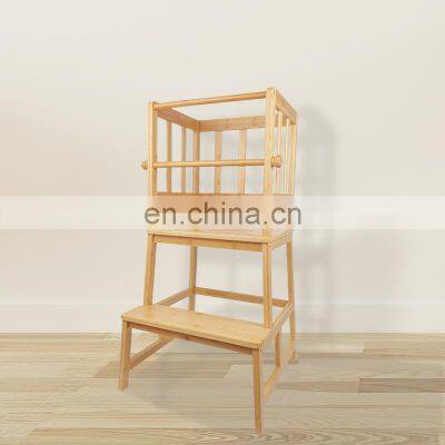 Bamboo Kitchen Step Stool Kids And Toddlers Kids Step Stool Standing Tower Learning Stool For Bathroom& Kitchen With Safety Rail photo-4