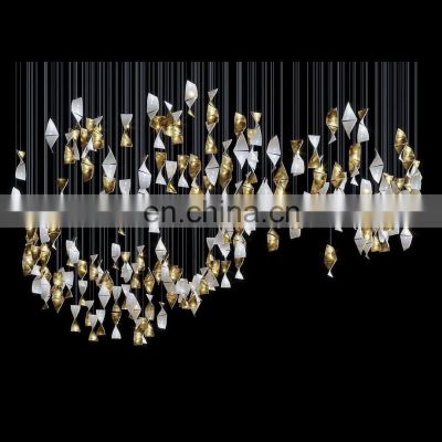 Modern Chandeliers White Style Indoor Decoration Staircase Villa Dining Room Led  Villa Chandelier Mall Pendant Lights