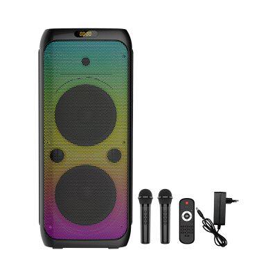 ZQS10208 super power 50W wireless 10-inch*2  bass sound customized party speaker with colorful lights