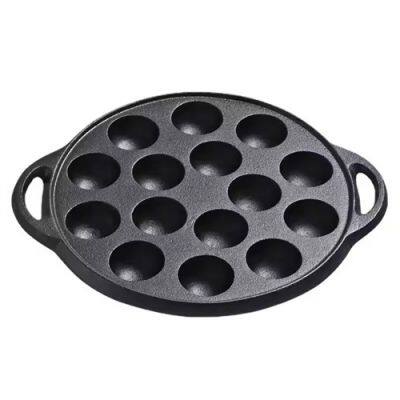 Wholesale Cast Iron Uncoated Meatballs Octopus Meatballs Pan 15 Hole Uncoated Non-stick Barbecue Machine Thickened Frying Pan