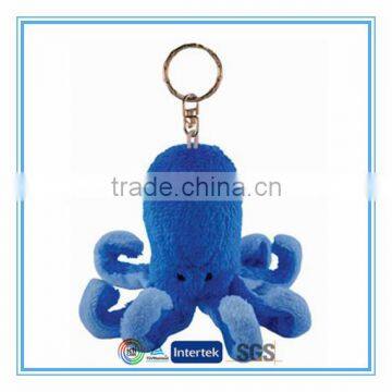 Lovely blue octopus 4" mini plush keychain toys