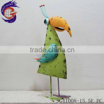 Metal green artificial ornamental birds for home decor