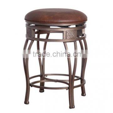 backless swivel bar stool with brown faux leather seat finis iron leather stool manufacture / cheap metal stool with leather top