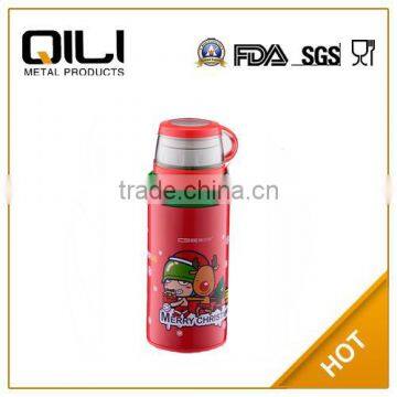 stainless steel material printing healthy vacumm thermos bottle with cup