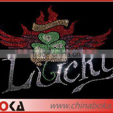 Wholesale Lucky flower design rhinestone hot fix motif