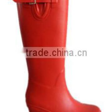 Elegant red High heel rubber boots