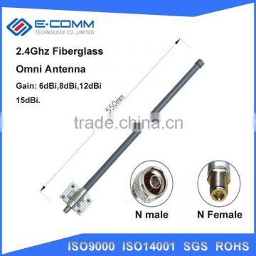 E-comm hot sale!! 2.4Ghz 8dBi outdoor Omni fiberglass antenna with N female connector for Repeater Bridga