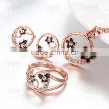 Rose gold colored jewelry set, 18K Gold plated jewelry set necklace