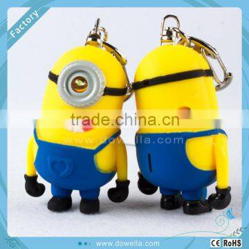 Despicable Me Minion led keychain PVC plastic toy key holder