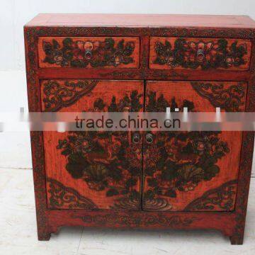 Tibet hand painted cabinet with flower