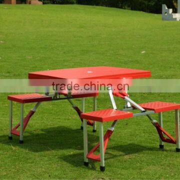 Outdoor folding ABS plastic picnic table--red