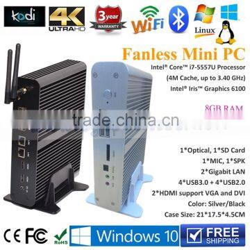 Eglobal Fanless Mini ITX PC Intel Core i7 5557u 8GB DDR3 RAM 64GB SSD SD Card 2HDMI+2Nics+USB3.0+WIFI+BT