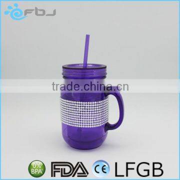 Wholesale Plastic Mason Jar With Handles And Lids