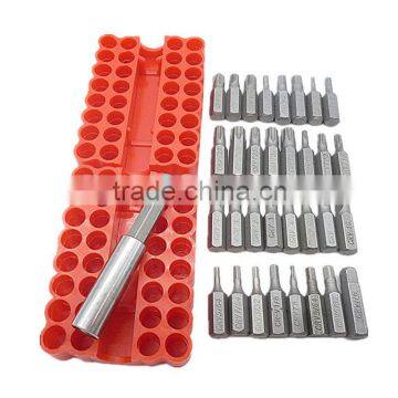 Security Tamper Proof Bit Set 33pcs Torq Torx Hex Star Spanner Tri Wing Electric Screwdrive Hex Bit 1/4" 6.35mm Magnetic Holder