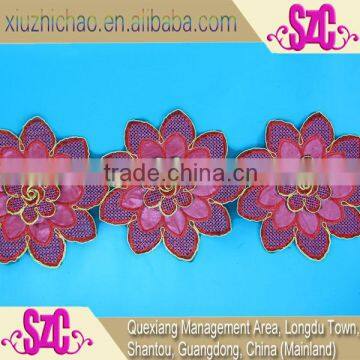 0735(1.3) factory design handmade lace leather trim embroidery applique