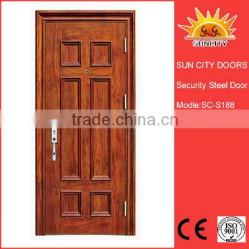 SC-S188 Assembled Wood Textured Good Quality Metal Door China Security Doors