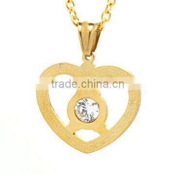 Hot Selling 18K Rose Gold Plated Pendant Heart Design Lovely White Diamond Hollow Out Stylish Pendant Graceful Style