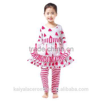 Fashion Cute Kid Clothing Boutiuqe Fall Long Sleeve Strips 2016 Ruffle Girls Clothes photo-3