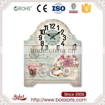 Leisure design antique elegant flowers and green mdf diy wooden clock