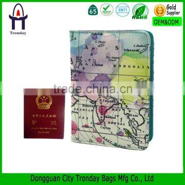 World map leather PU passport cover, travel passport case