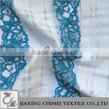 blue & white strip lace fabric