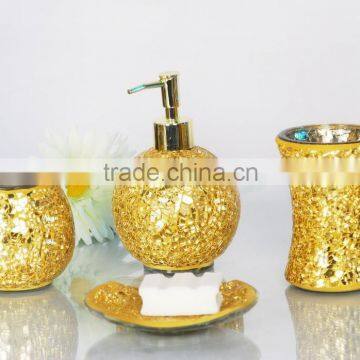 Luxury Gold Mug / lotion bottle / soap dish / tooth brush holder bathroom sets