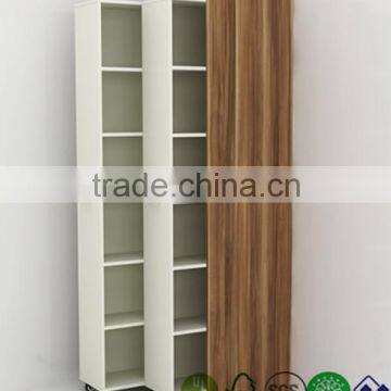 easy assemble wooden special bedside bedroom living room cheap bookcase with wheels