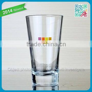 Reasonable price with high white material Machine made water glass cup long glass cup simple decals juice glass cup