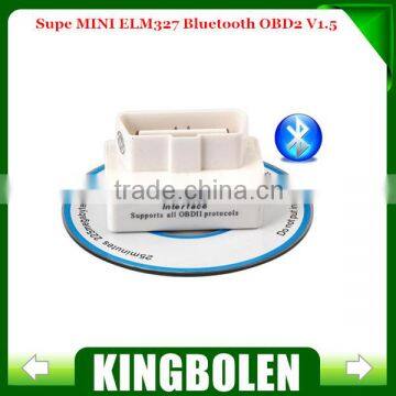 2014 Best price SUPER White MINI ELM327 Bluetooth OBD2 V2.1 Professional OBDII Car Diagnostic interface ELM 327 Free Shipping