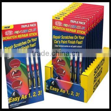 counter top displays with yellow and fantasy color for promoting repair scratches pen