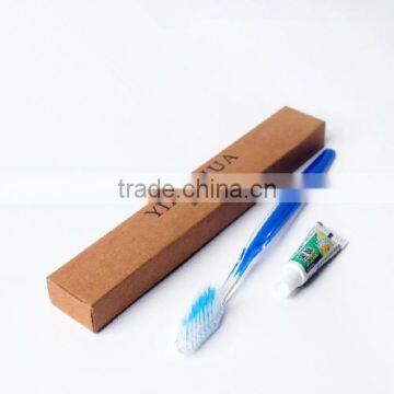 Two colors blue transparent hotel disposable toothbrush kit