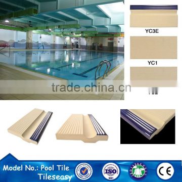 244x119x15 cobalt blue ceramic antislip swimming pool edge tile