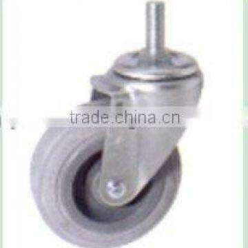 Swivel/Swivel Brake Institutional Castor Rubber Wheel, PP Hub, Roller Bearing Fitted with Threaded Stem