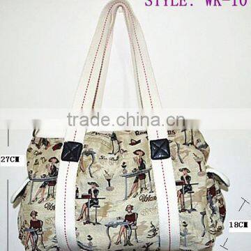 2014 Customized design ladies jacquard tote shoulder bags