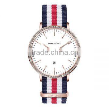 H6-Date Slim Dial Custom Quartz Nato Long Wrsitwatch with Watch Strap Nylon