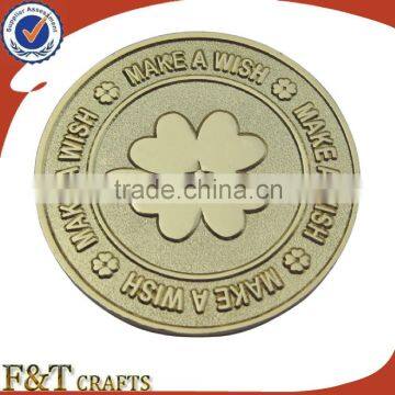 Custom metal fake gold souvenir coin with flower