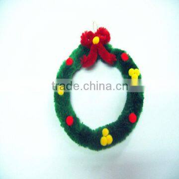 Hot Selling Plush Pom Pom Christmas Wreath