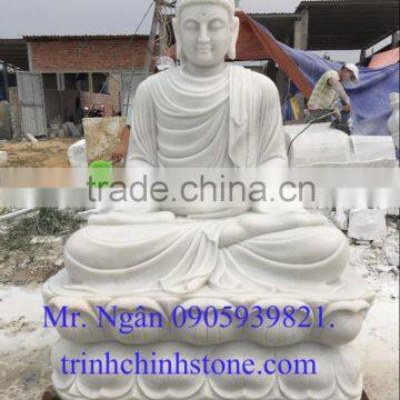 Shakyamuni Buddha Statue White Marble Stone Hand Carving Sculpture for Home Pagoda