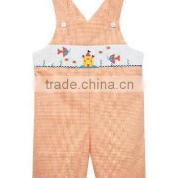 Hand smocked boy shortall