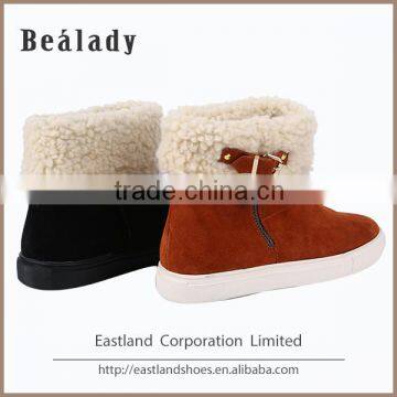 Customized fashion china soft cow suede leather flat ankle boots shoes