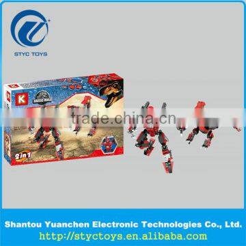 Jurassic world series 2 in 1 dinosaur and robot model educational DIY ABS plastic building blocks toy for kids as gift