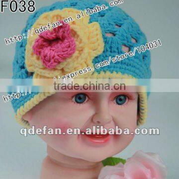 wholesale 100% cotton baby beanies knitting patterns newborn hats handmade crochet baby hat baby girl hats with flowers