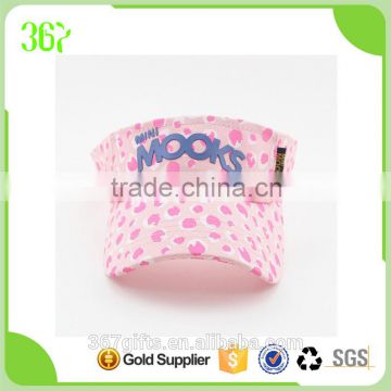 Promotional Pink Dot Women Sun Viosr Cap with Patch Logo